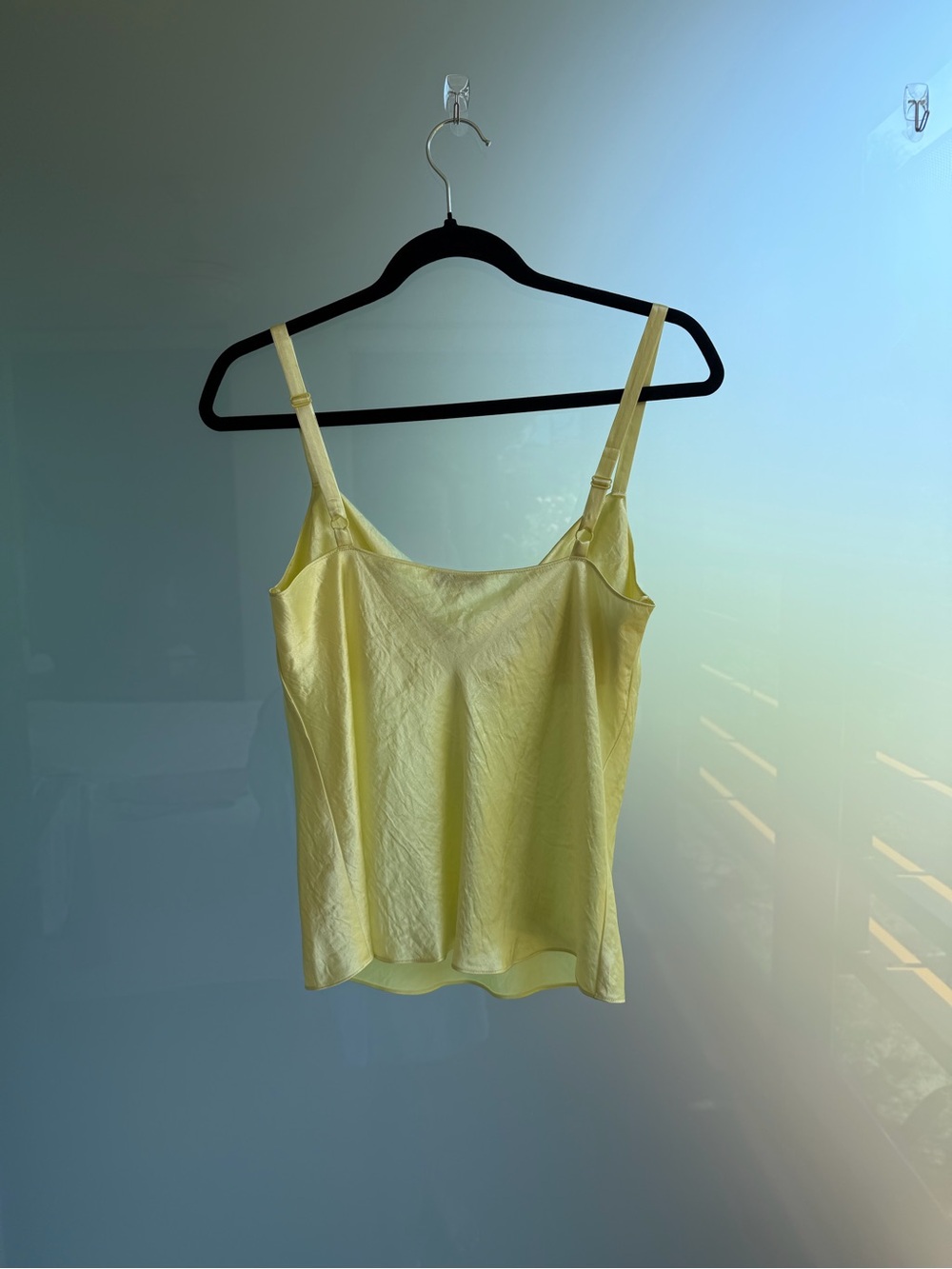 VINCE Summer Bright Yellow Satin Cowl Neck Tank - Picture 4 of 4